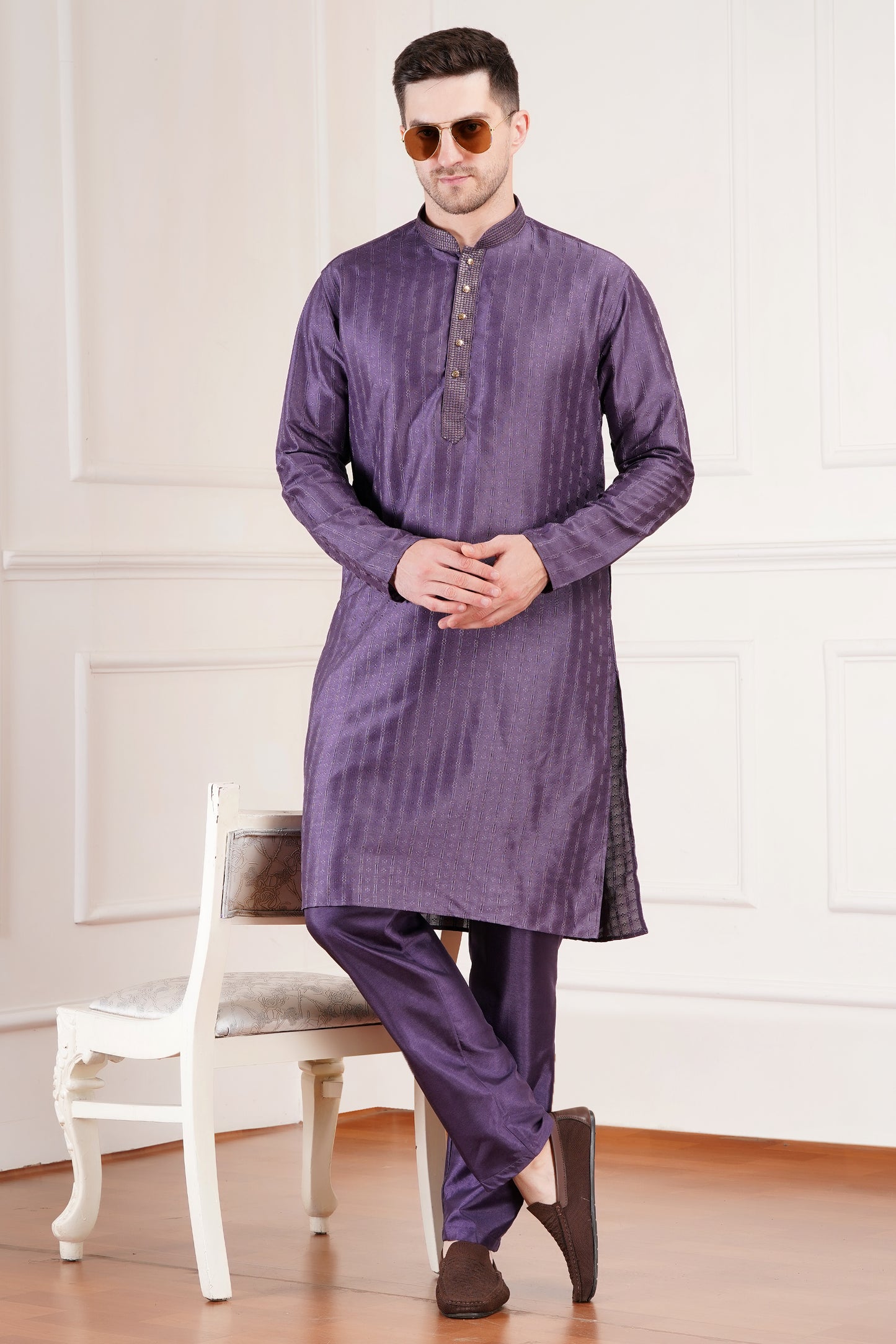 Premium Men Kurta with fine self-design - Elegant for all Occasions