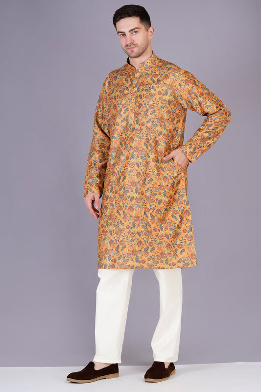 Premium Kurta for Men - Elegant Floral Print for all Occasions