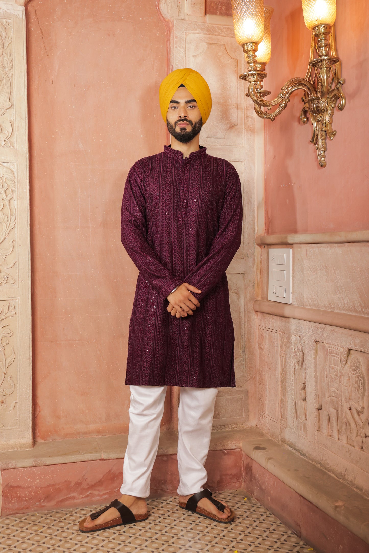 Men Unique color Kurtas with intricate thread work and sequin design | Traditional Ethnic Festive Wear