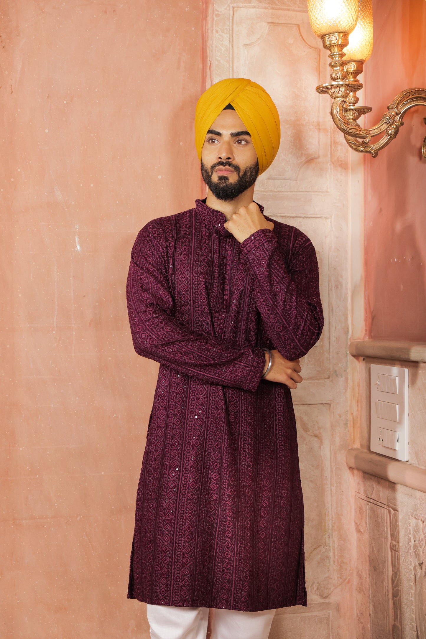Men Unique color Kurtas with intricate thread work and sequin design | Traditional Ethnic Festive Wear