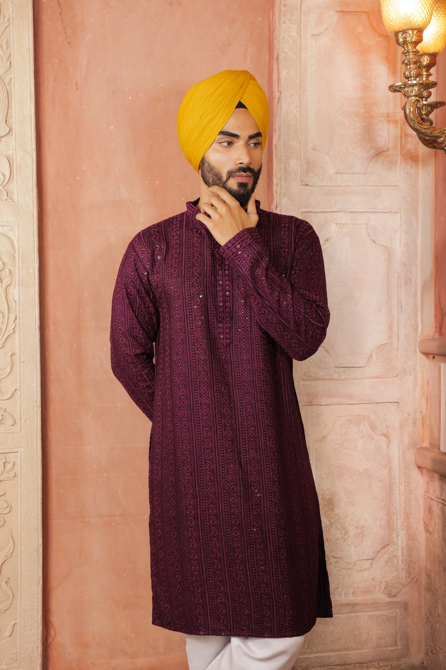 Men Unique color Kurtas with intricate thread work and sequin design | Traditional Ethnic Festive Wear