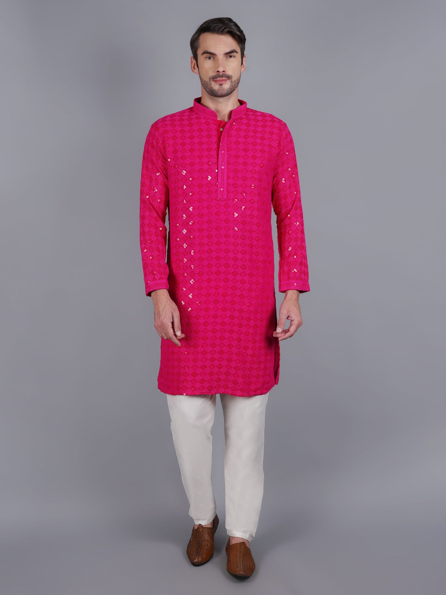 Men Unique color Kurtas with intricate thread work and sequin design | Traditional Ethnic Festive Wear