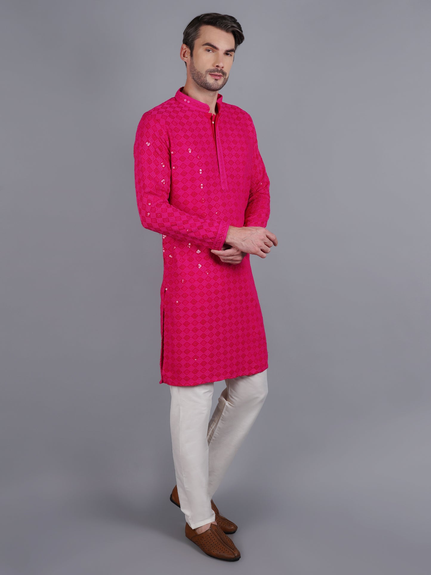 Men Unique color Kurtas with intricate thread work and sequin design | Traditional Ethnic Festive Wear
