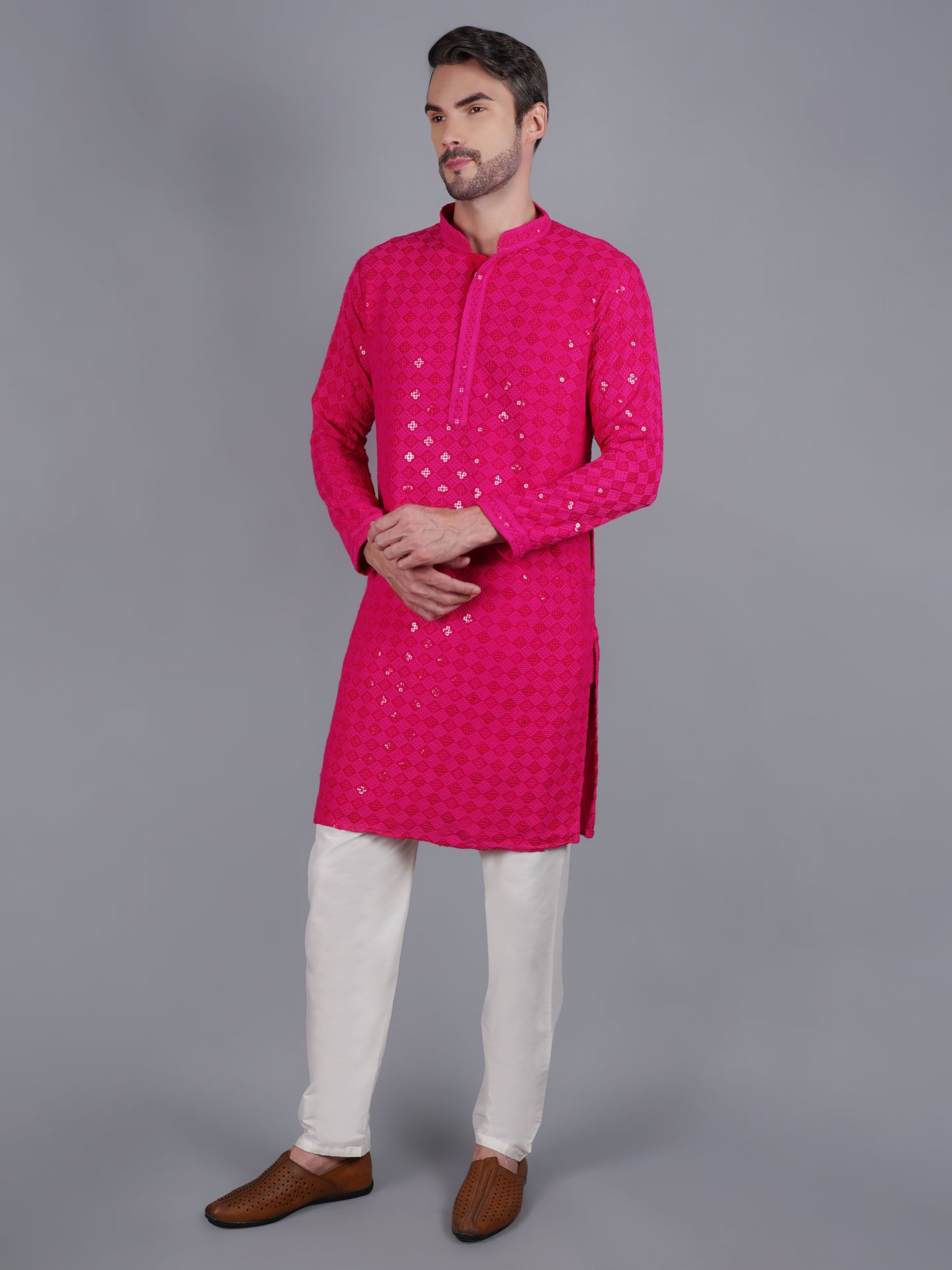 Men Unique color Kurtas with intricate thread work and sequin design | Traditional Ethnic Festive Wear