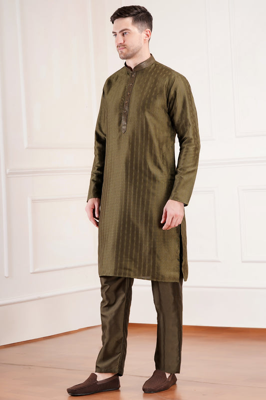 Premium Men Kurta with fine self-design - Elegant for all Occasions