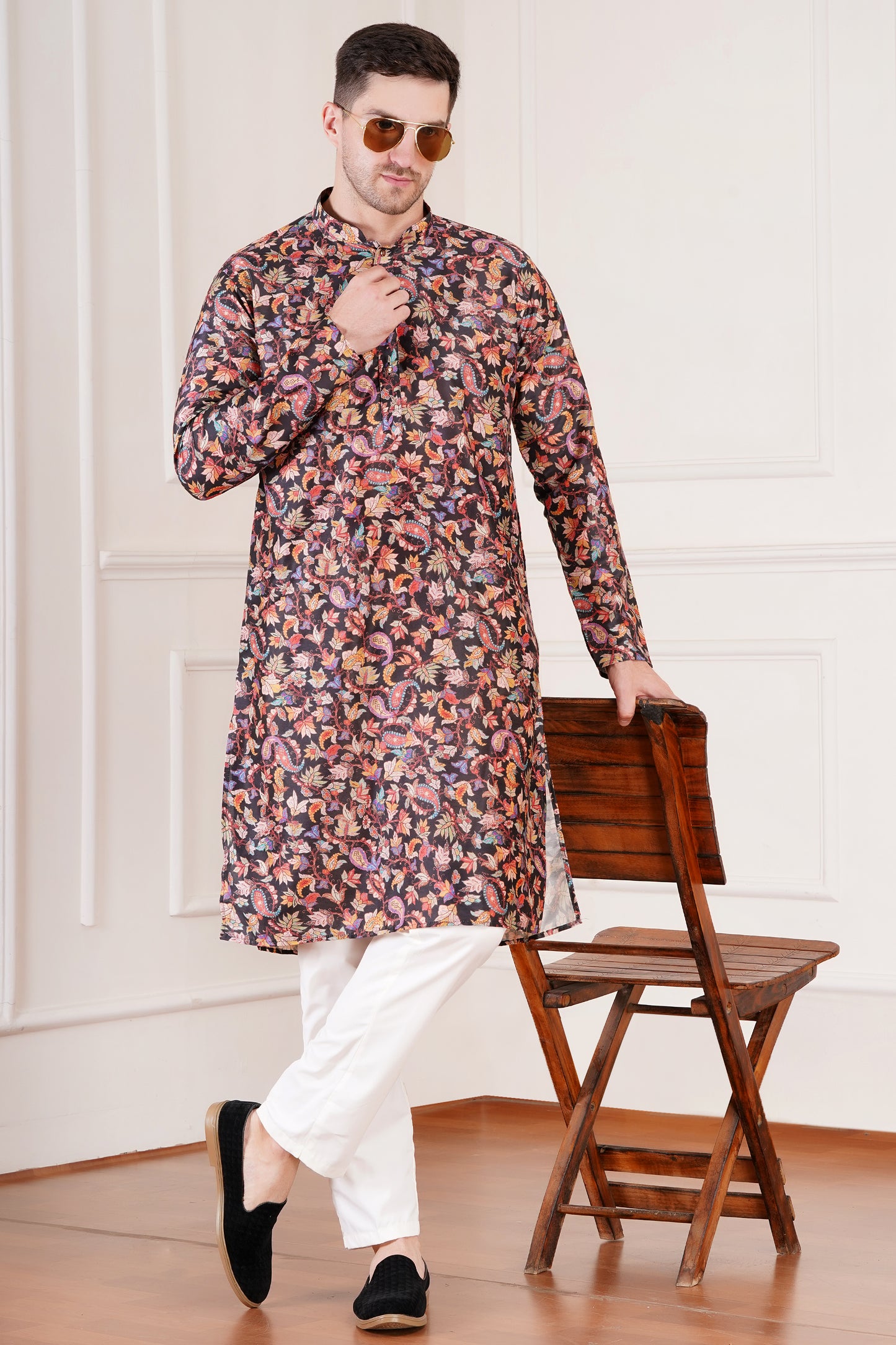 Premium Kurta for Men - Elegant Floral Print for all Occasions