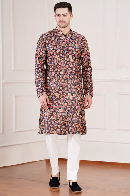 Premium Kurta for Men - Elegant Floral Print for all Occasions