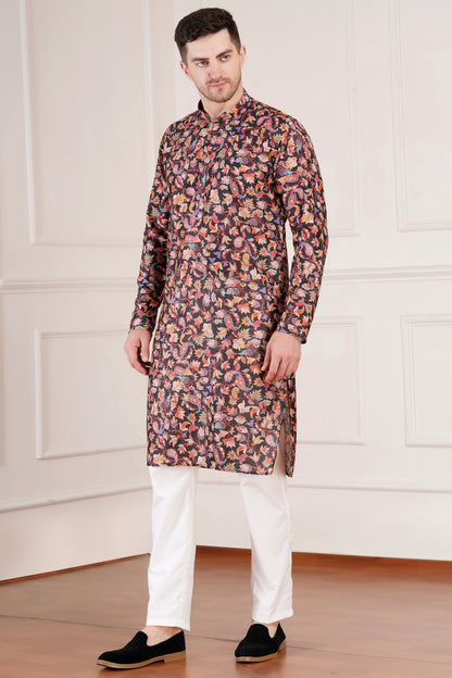 Premium Kurta for Men - Elegant Floral Print for all Occasions