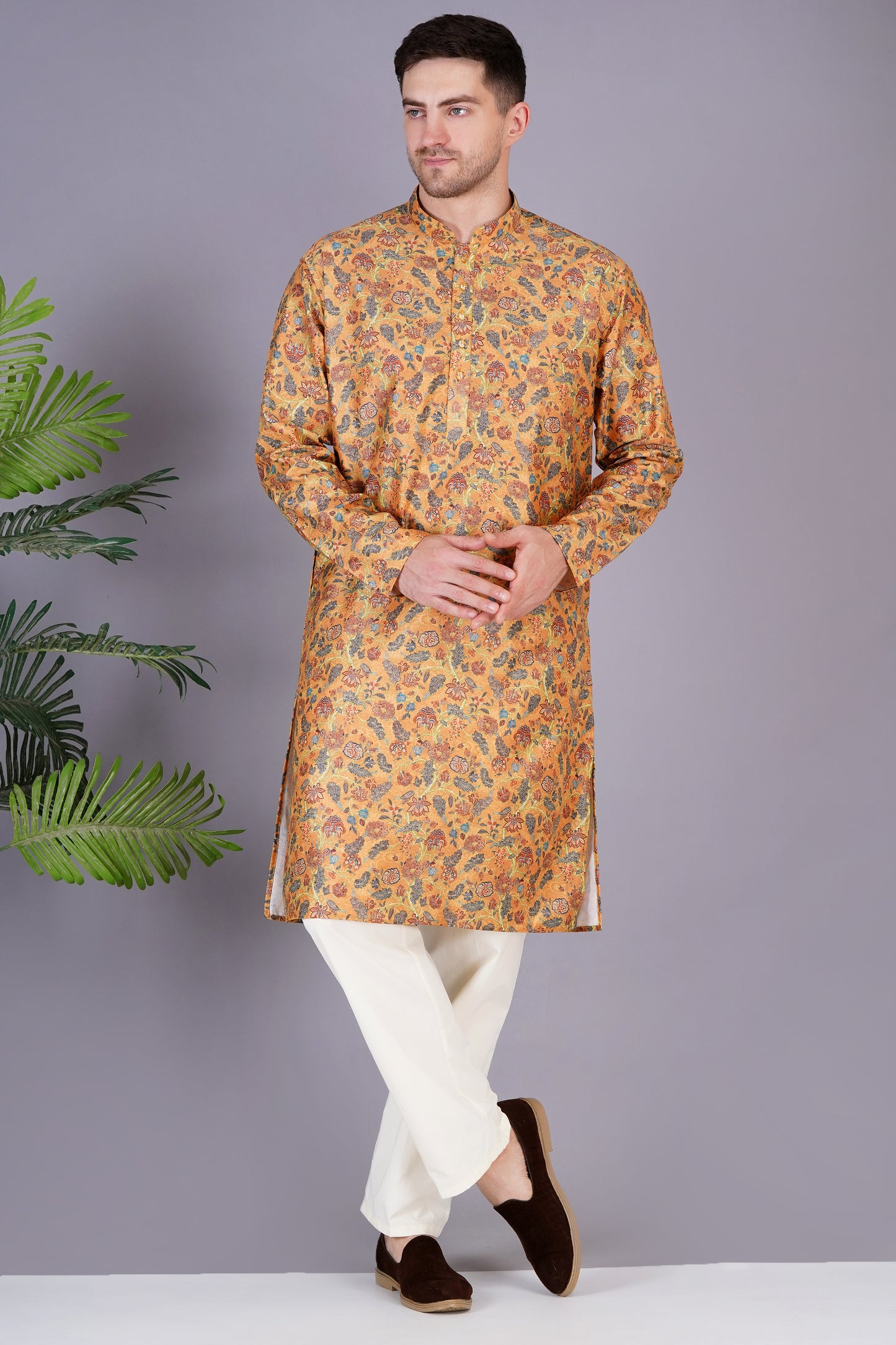 Premium Kurta for Men - Elegant Floral Print for all Occasions