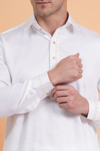 Men's soft cotton blend white pathani suit - ideal for festive occasions and social gatherings