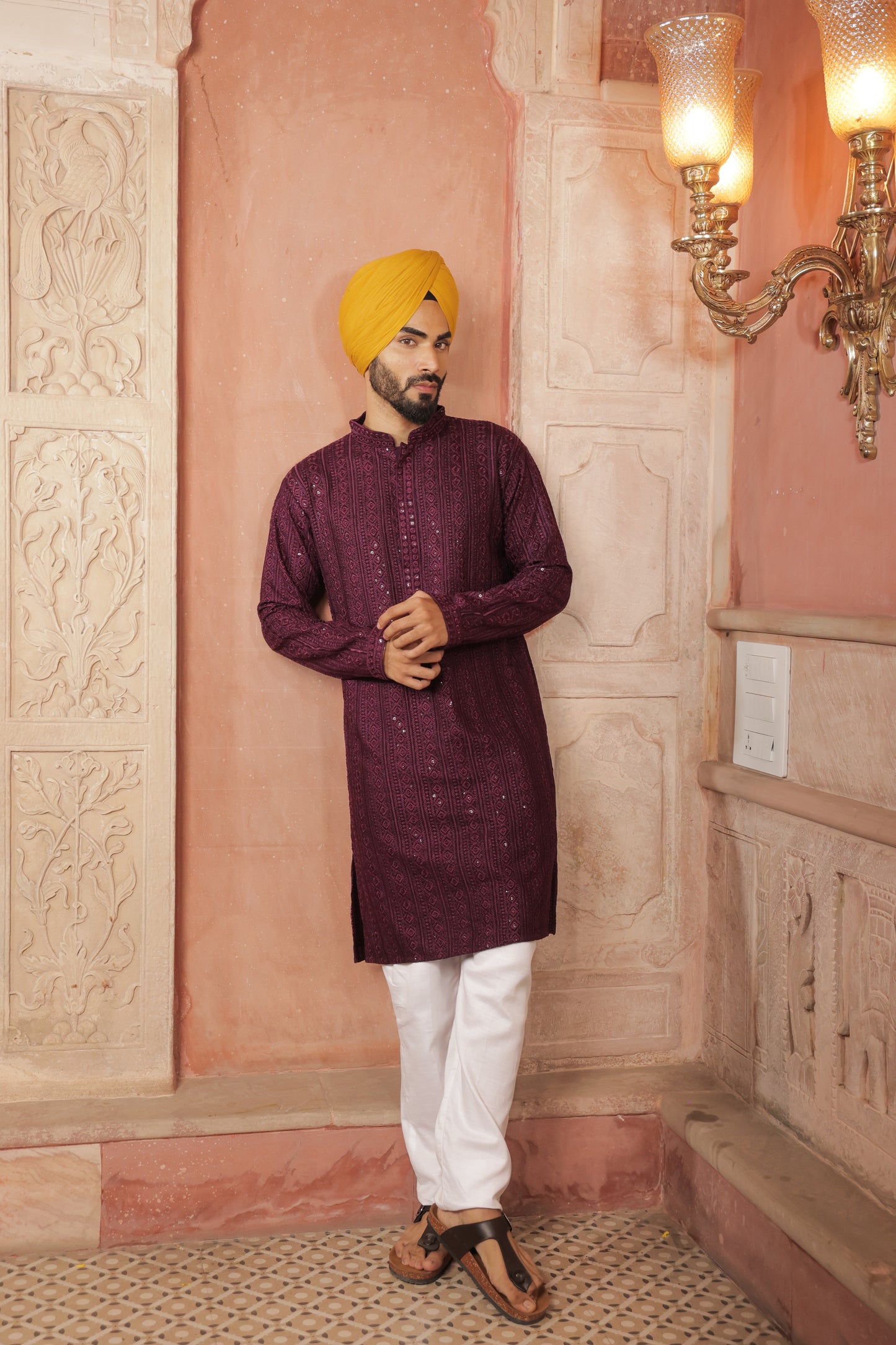 Men Unique color Kurtas with intricate thread work and sequin design | Traditional Ethnic Festive Wear