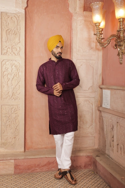 Men Unique color Kurtas with intricate thread work and sequin design | Traditional Ethnic Festive Wear
