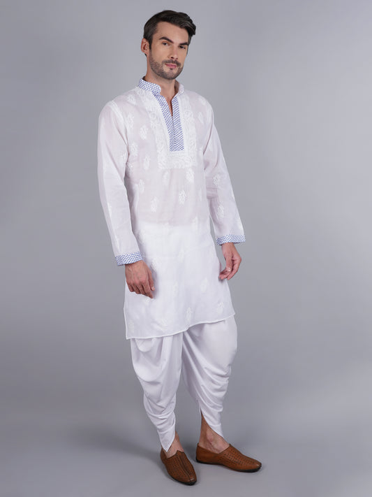 Fine white cotton kurta with handcrafted chikankari
